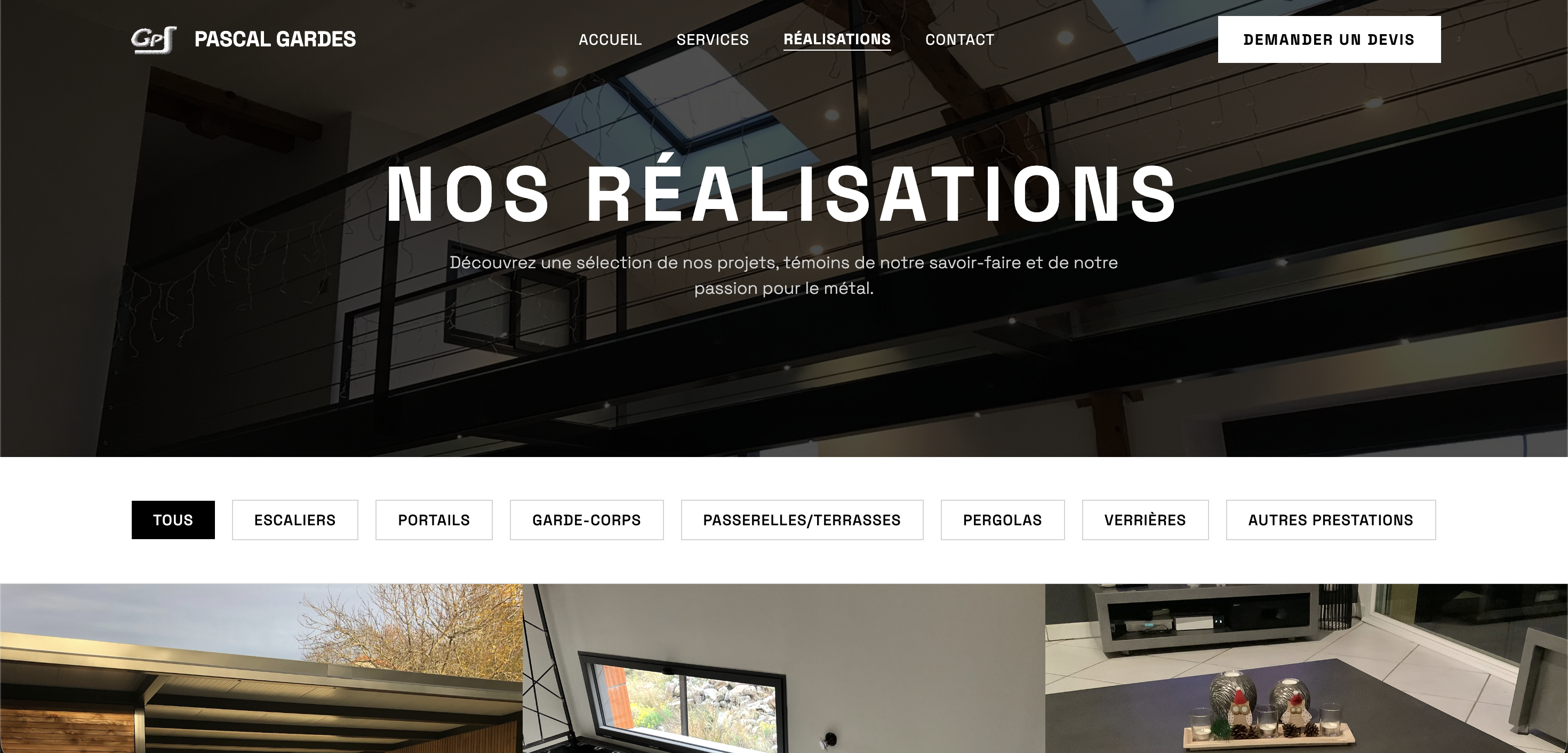 Aperçu du site Pascal Gardes - Site vitrine de serrurerie métallique développé par JMIND AGENCY